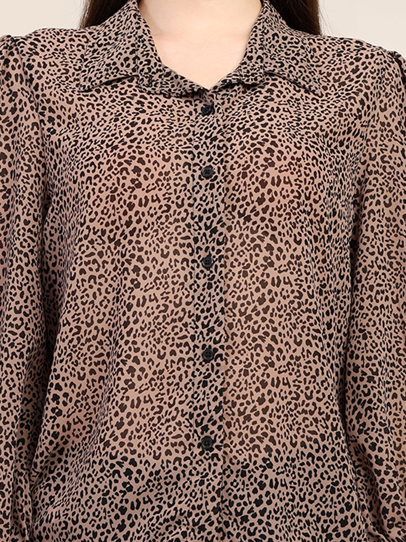7OUNCE Leopard Print Georgette Shirt for Women - Image 2